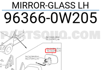Nissan 963660W205 MIRROR-GLASS LH