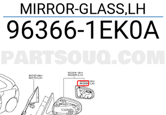 Nissan 963661EK0A MIRROR-GLASS,LH