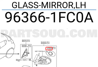 Nissan 963661FC0A GLASS-MIRROR,LH