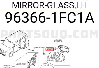 Nissan 963661FC1A MIRROR-GLASS,LH