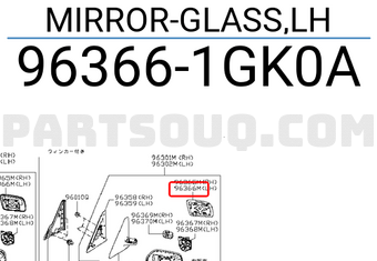 Nissan 963661GK0A MIRROR-GLASS,LH