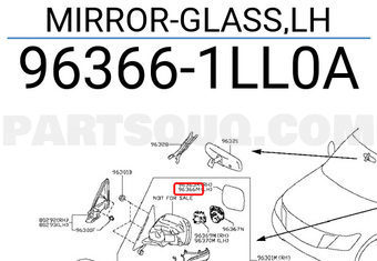 Nissan 963661LL0A MIRROR-GLASS,LH