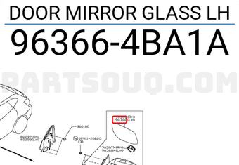 Nissan 963664BA1A DOOR MIRROR GLASS LH