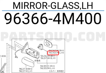 Nissan 963664M400 MIRROR-GLASS,LH