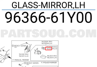 Nissan 9636661Y00 GLASS-MIRROR,LH
