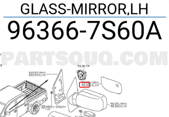 Nissan 963667S60A GLASS-MIRROR,LH
