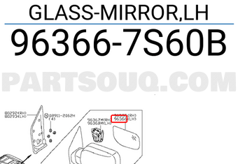 Nissan 963667S60B GLASS-MIRROR,LH
