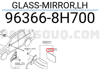 Nissan 963668H700 GLASS-MIRROR,LH