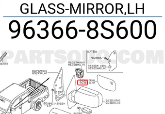 Nissan 963668S600 GLASS-MIRROR,LH