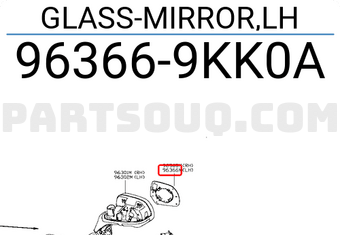 Nissan 963669KK0A GLASS-MIRROR,LH
