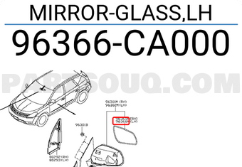 Nissan 96366CA000 MIRROR-GLASS,LH
