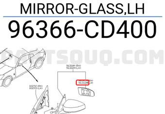 Nissan 96366CD400 MIRROR-GLASS,LH