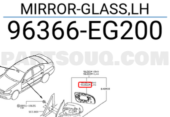 Nissan 96366EG200 MIRROR-GLASS,LH