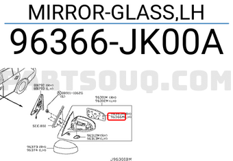 Nissan 96366JK00A MIRROR-GLASS,LH