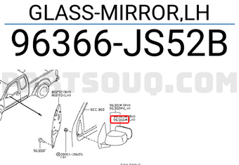 Nissan 96366JS52B GLASS-MIRROR,LH