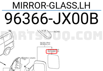Nissan 96366JX00B MIRROR-GLASS,LH