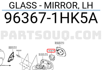 Nissan 963671HK5A GLASS - MIRROR, LH