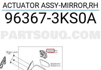 Nissan 963673KS0A ACTUATOR ASSY-MIRROR,RH