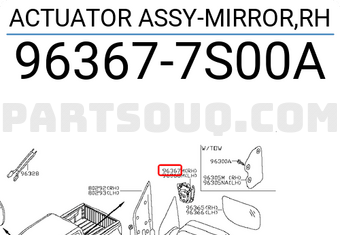 Nissan 963677S00A ACTUATOR ASSY-MIRROR,RH