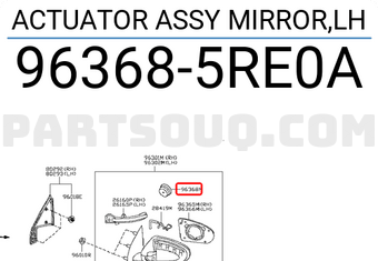 Nissan 963685RE0A ACTUATOR ASSY MIRROR,LH
