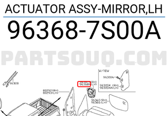 Nissan 963687S00A ACTUATOR ASSY-MIRROR,LH