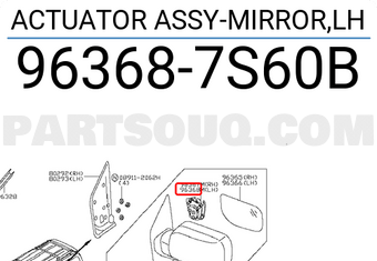 Nissan 963687S60B ACTUATOR ASSY-MIRROR,LH