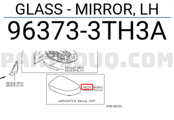 Nissan 963733TH3A GLASS - MIRROR, LH