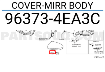 Nissan 963734EA3C COVER-MIRR BODY