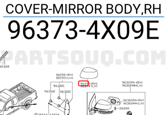 Nissan 963734X09E COVER-MIRROR BODY,RH