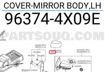 Nissan 963744X09E COVER-MIRROR BODY,LH