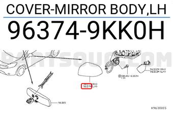 Nissan 963749KK0H COVER-MIRROR BODY,LH