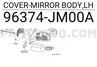 Nissan 96374JM00A COVER-MIRROR BODY,LH