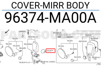Nissan 96374MA00A COVER-MIRR BODY