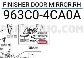 Nissan 963C04CA0A FINISHER DOOR MIRROR,RH