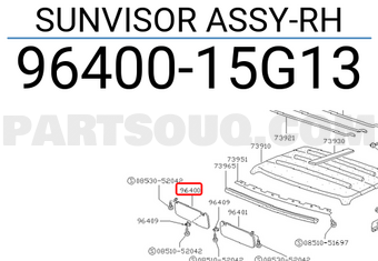 Nissan 9640015G13 SUNVISOR ASSY-RH