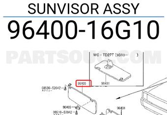 Nissan 9640016G10 SUNVISOR ASSY