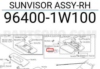 Nissan 964001W100 SUNVISOR ASSY-RH