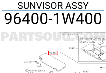 Nissan 964001W400 SUNVISOR ASSY