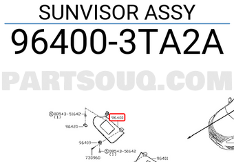 Nissan 964003TA2A SUNVISOR ASSY