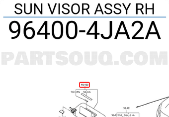 Nissan 964004JA2A SUN VISOR ASSY RH