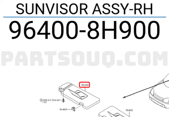 Nissan 964008H900 SUNVISOR ASSY-RH