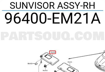 Nissan 96400EM21A SUNVISOR ASSY-RH
