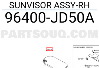 Nissan 96400JD50A SUNVISOR ASSY-RH