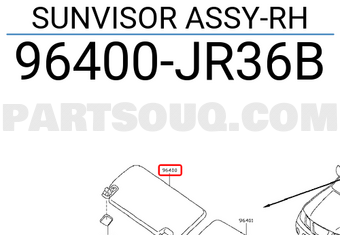 Nissan 96400JR36B SUNVISOR ASSY-RH