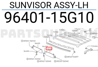 Nissan 9640115G10 SUNVISOR ASSY-LH