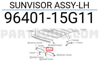 Nissan 9640115G11 SUNVISOR ASSY-LH