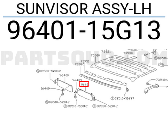 Nissan 9640115G13 SUNVISOR ASSY-LH