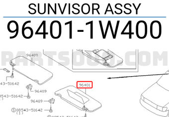 Nissan 964011W400 SUNVISOR ASSY