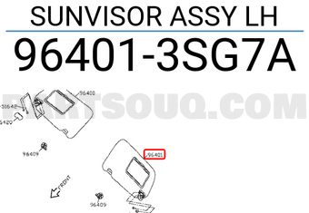 Nissan 964013SG7A SUNVISOR ASSY LH