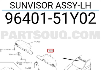 Nissan 9640151Y02 SUNVISOR ASSY-LH